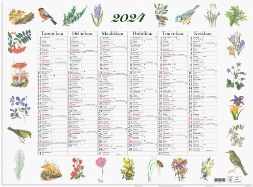 Seinälehti Fauna 2024 (seinäkalenteri)