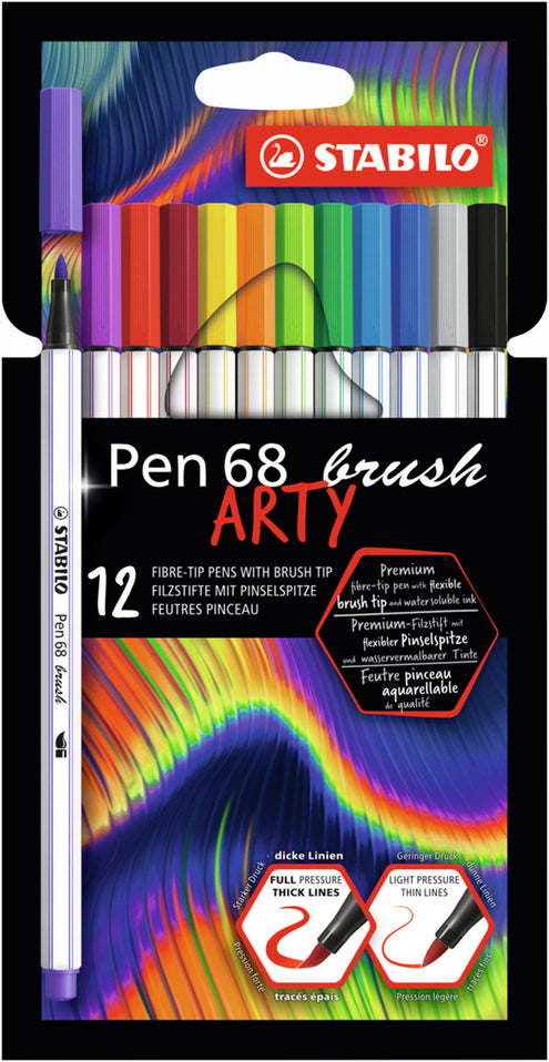 Sivellinkynä Stabilo Pen 68 brush Arty 12kpl
