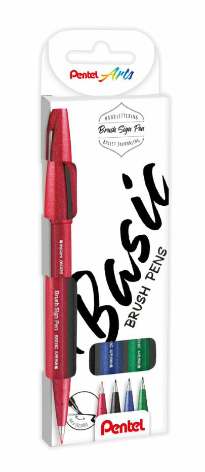 Sivellinkärkikynä 4 kpl Brush Sign Pen Basic