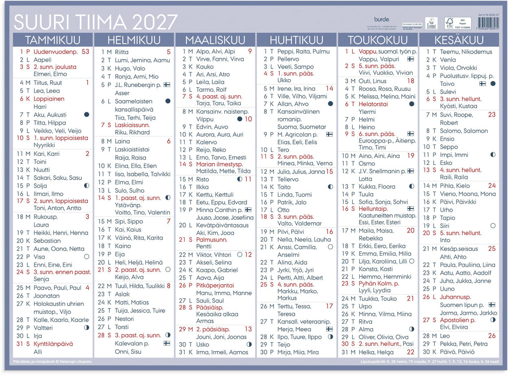 Suuri Tiima 2027 Kalenteri Suomalainen Suuri Tiima 2027 Kalenteri Suomalainen