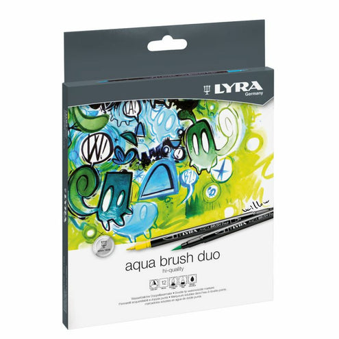 Huopakynä 2-päinen 12 kpl lajitelma, Lyra Aqua brush duo