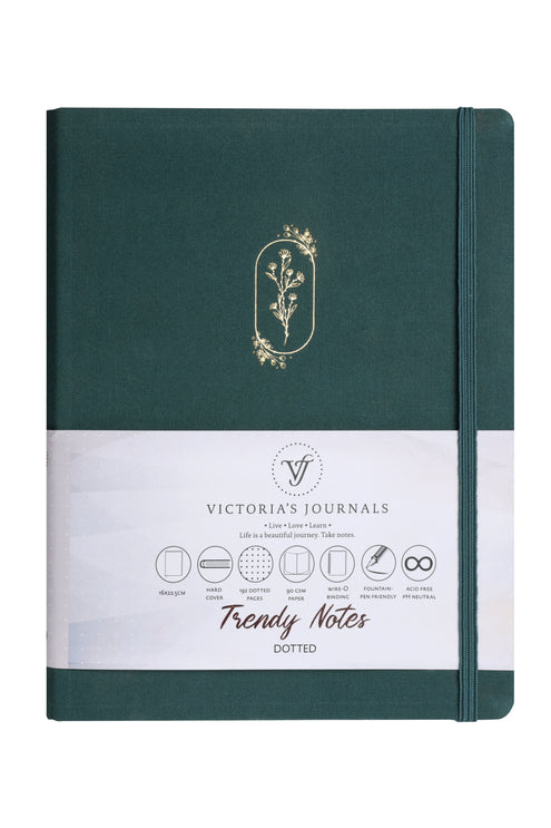 Kierremuistikirja Victorias Journals 16x22cm/192s pistesivut, vihreä