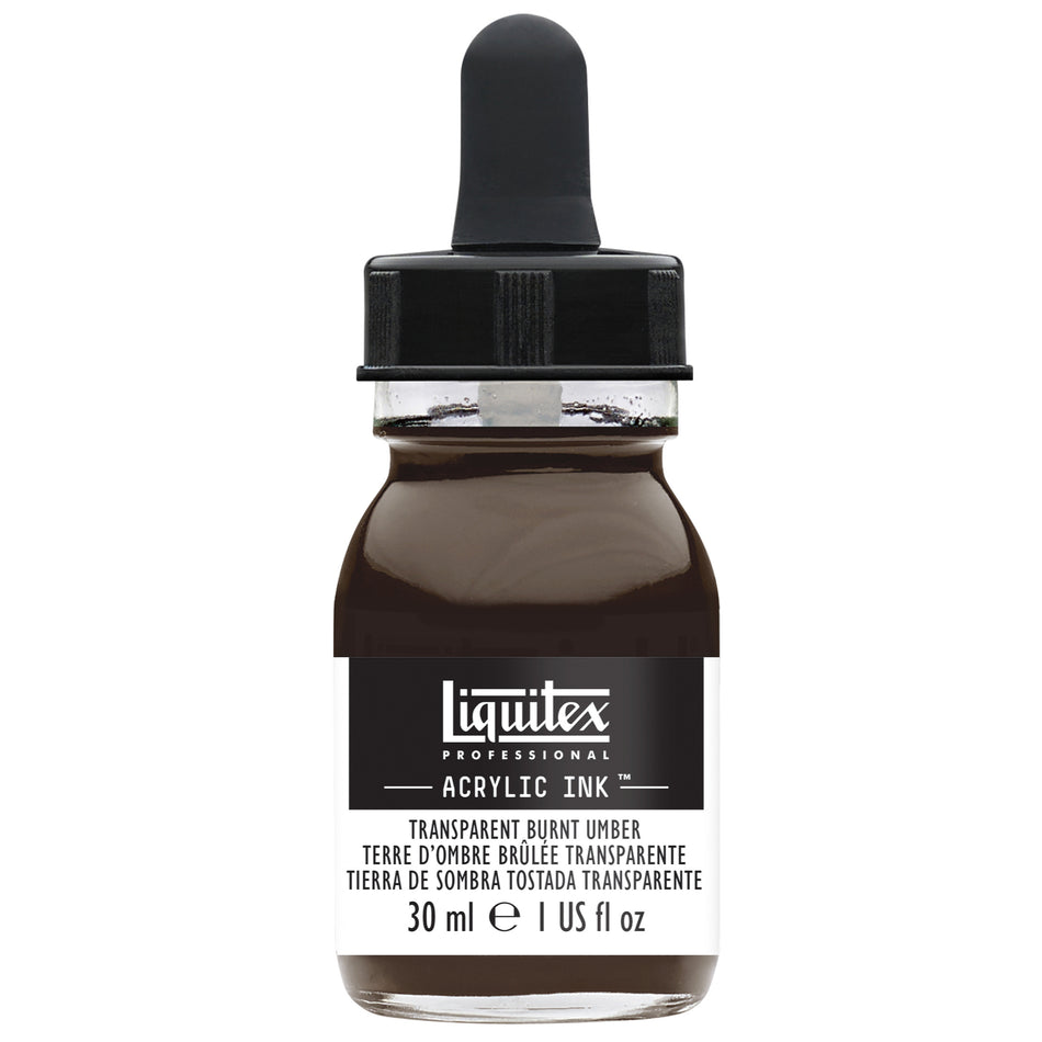 Valokuva tuotteesta Akryylimuste 30 ml 130 Transparent Burnt Umber Liquitex Acrylic Ink, kuuluu tuoteryhmään Taidetarvikkeet.