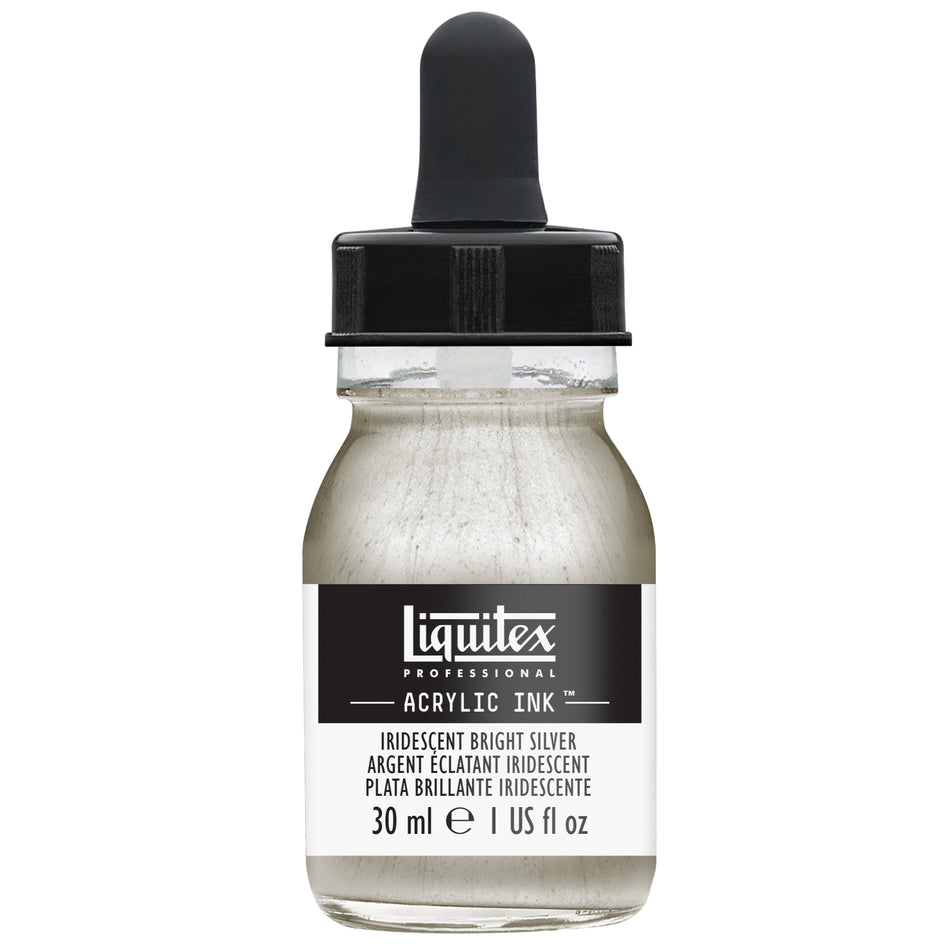 Valokuva tuotteesta Akryylimuste 30 ml 236 Iridescent Bright Silver Liquitex Acrylic Ink, kuuluu tuoteryhmään Taidetarvikkeet.