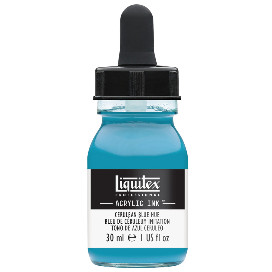 Valokuva tuotteesta Akryylimuste 30 ml 470 Cerulean Blue Hue Liquitex Acrylic Ink, kuuluu tuoteryhmään Taidetarvikkeet.