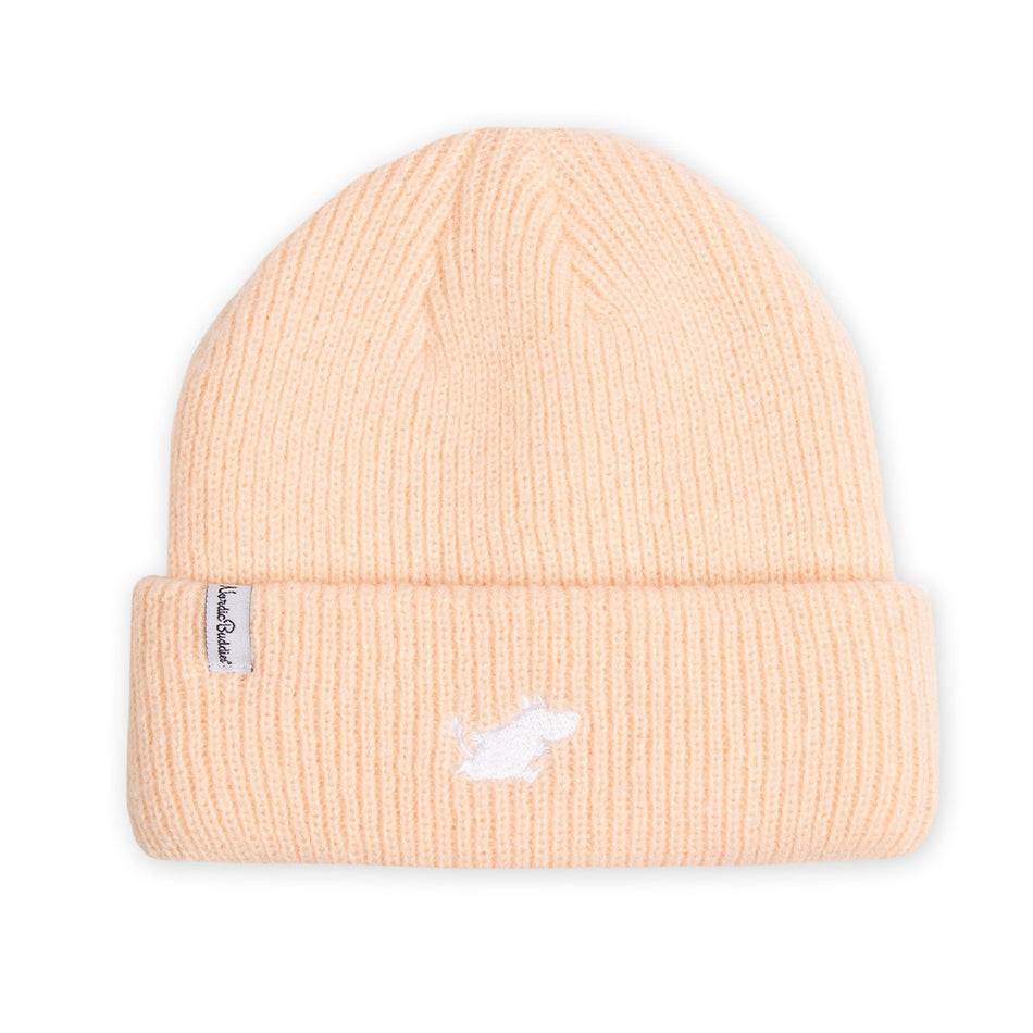 Valokuva tuotteesta Aikuisten Pipo Muumipeikko juoksee persikka NordicBuddies, kuuluu tuoteryhmään Laukut kukkarot.