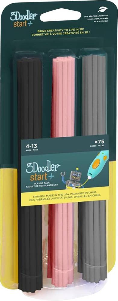 Valokuva tuotteesta 3D filamentti 75kpl 3Doodler Start+ Musta/Roosa/Harmaa, kuuluu tuoteryhmään Askartelutarvikkeet.