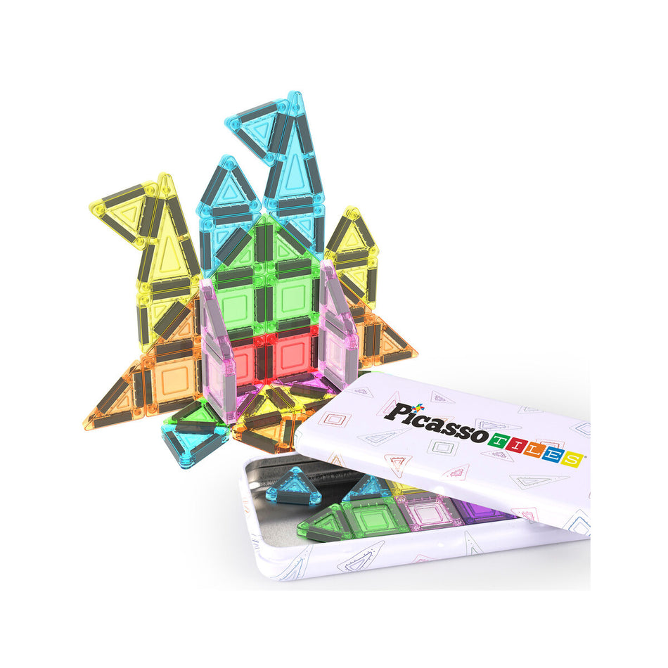 Valokuva tuotteesta Magneettinen rakennussarja PicassoTiles Magnetic Nano Tiles set 40 osaa metallirasiassa, kuuluu tuoteryhmään Lelut.