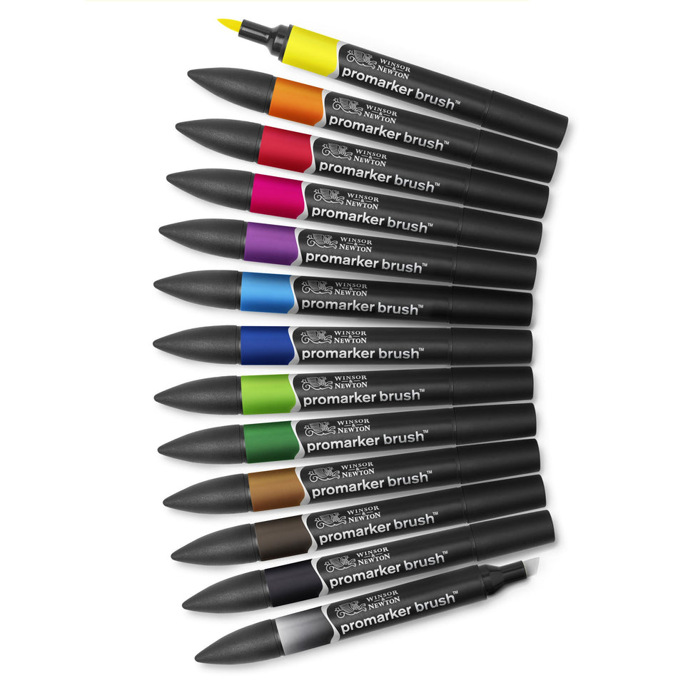 Valokuva tuotteesta Sivellintussi Brush Promarker 12 väriä Vibrant W&amp;N, kuuluu tuoteryhmään Taidetarvikkeet.