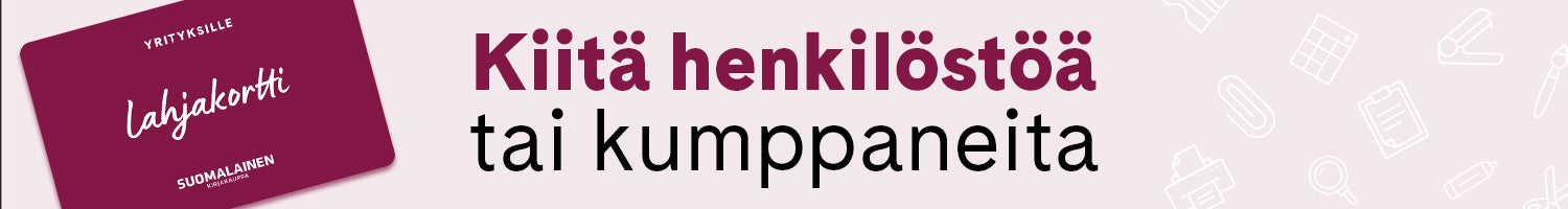 Kiitä henkilöstöä tai kumppaneita Suomalaisen lahjakortilla!