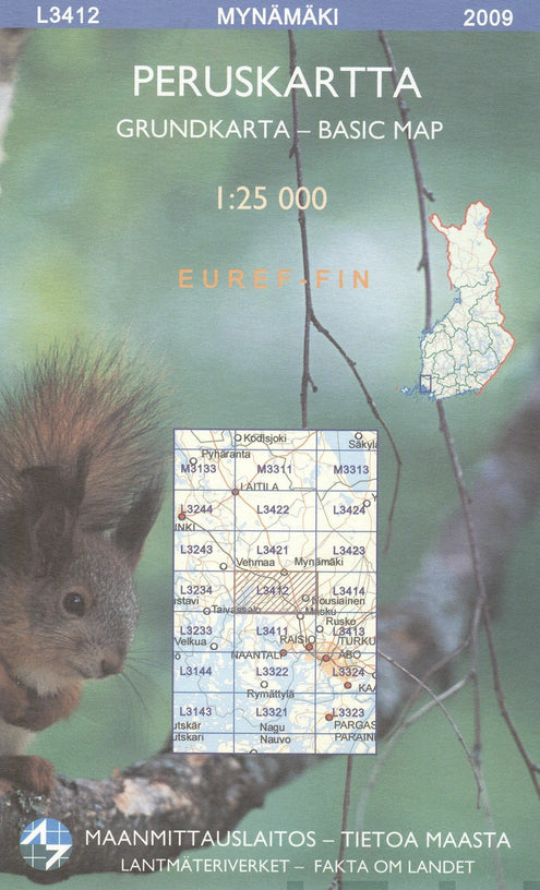 Peruskartta L3412 Mynämäki 1:25 000