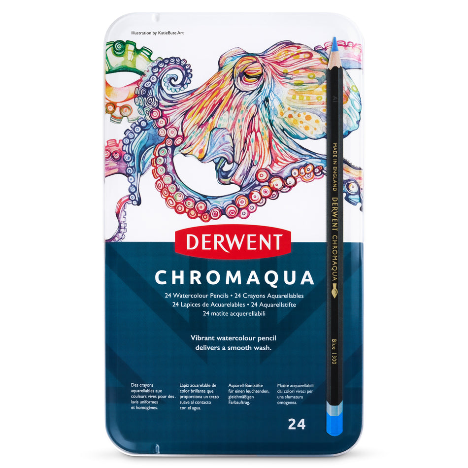Valokuva tuotteesta Akvarellivärikynä 24  väriä Derwent Chromaqua, kuuluu tuoteryhmään Taidetarvikkeet.
