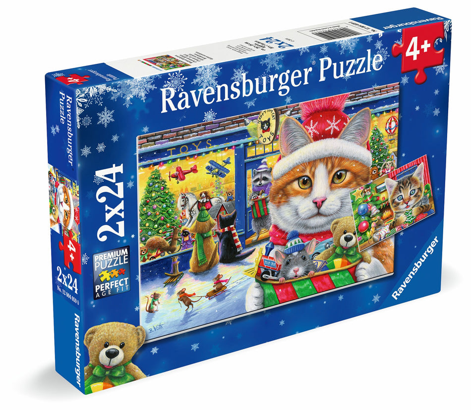 Valokuva tuotteesta Palapeli 2x24 palaa Christmas Kitties, kuuluu tuoteryhmään Palapelit.