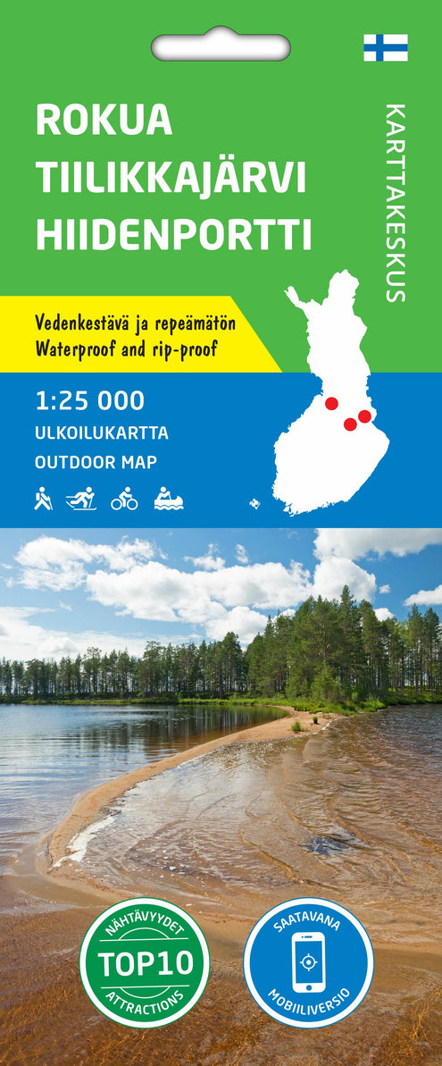 Rokua Tiilikkajärvi Hiidenportti ulkoilukartta 1:25 000