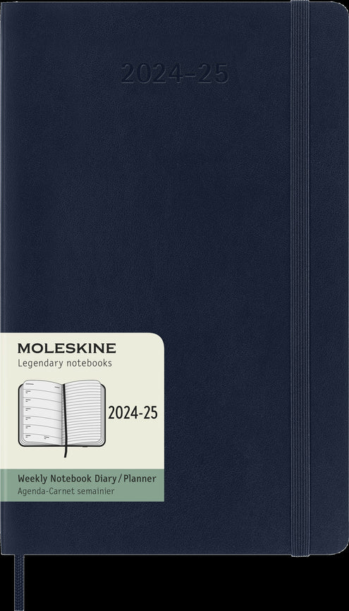 Kalenteri Moleskine 2024-2025 18kk Weekly Large sininen pehmeäk.