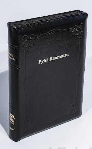 Raamattu (johdannoin, iso koko, vetoketju, marginaali, musta, vk R48, nahkakansi)