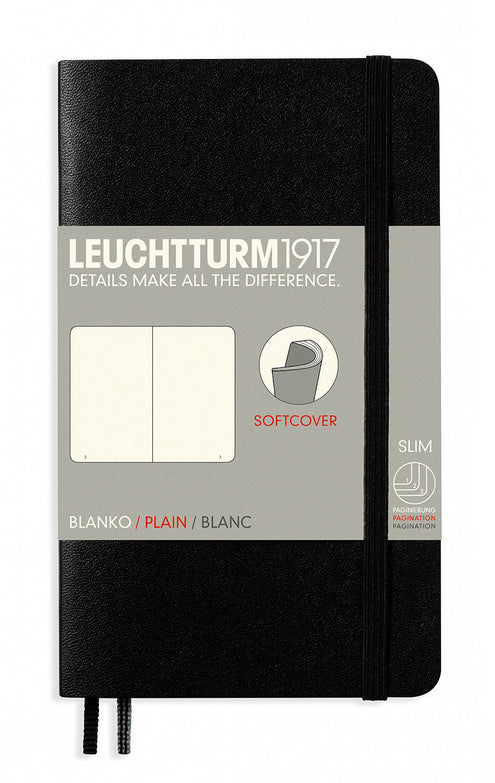 Muistikirja A6 Leuchtturm1917 Soft Black plain, pehmeäkantinen blanco