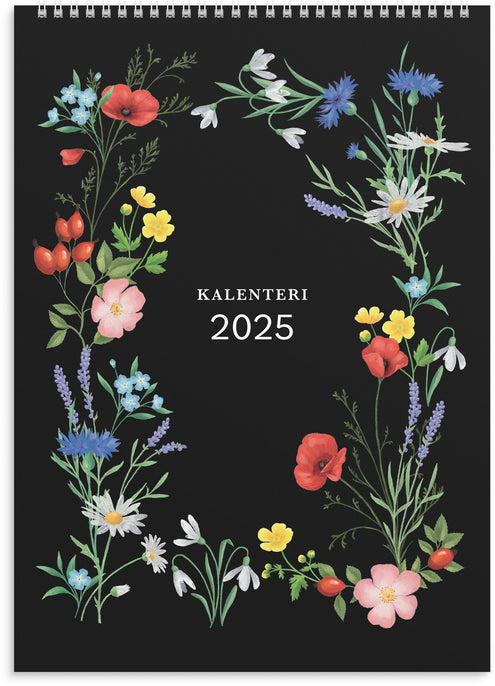 Piirretty kukkakalenteri 2025
