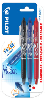 Kuulakynä 3 kpl Pilot Frixion Clicker 0.7 musta, sininen, punainen