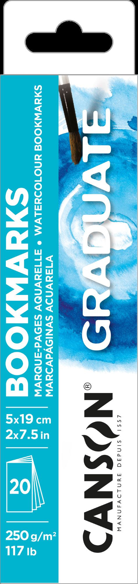 Valokuva tuotteesta Kirjanmerkkilehtiö 5x19cm/20 arkkia 250g Akvarelli Canson Graduate, kuuluu tuoteryhmään Taidetarvikkeet.