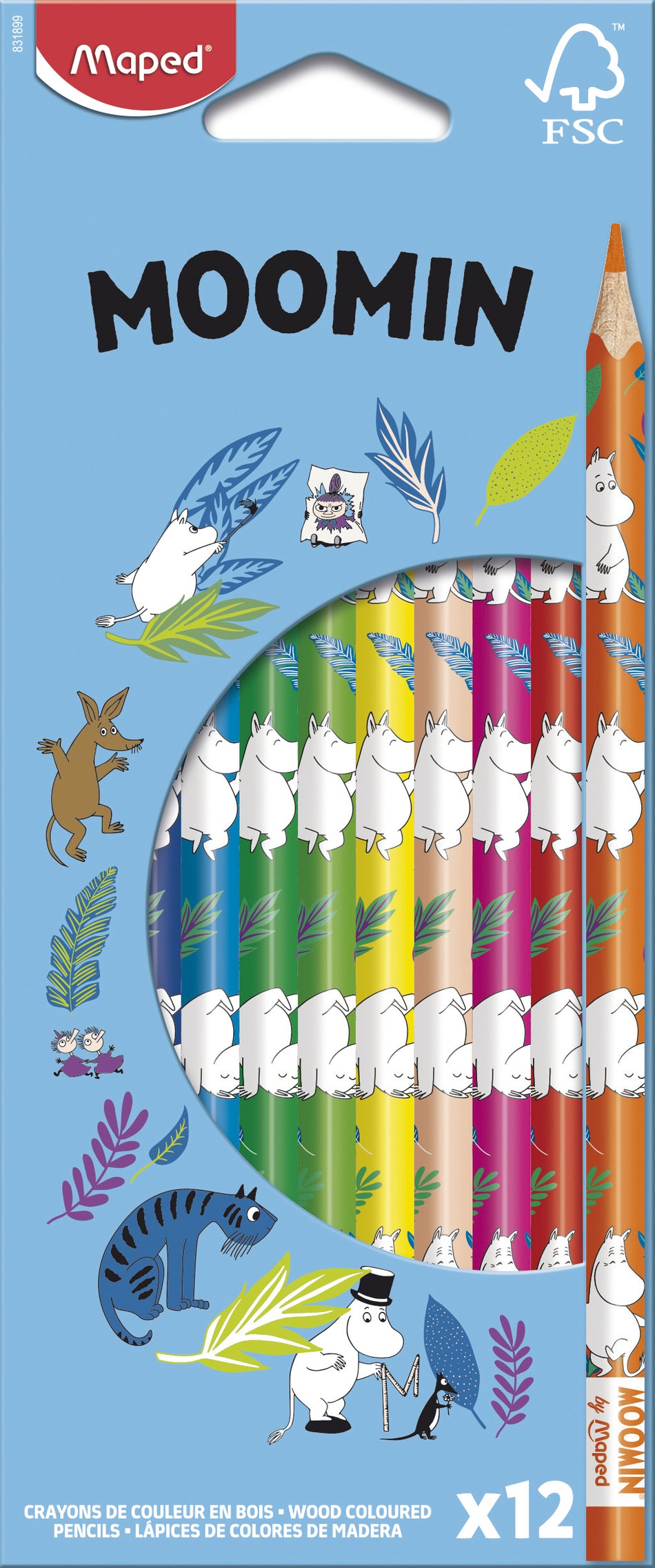 Valokuva tuotteesta Puuvärikynä 12 kpl Maped Muumi, kuuluu tuoteryhmään Lasten askartelu  ja piirustus.