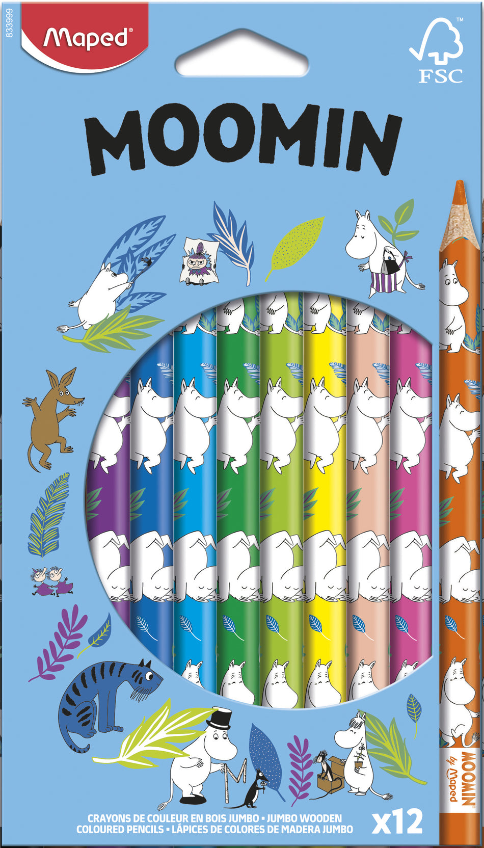 Valokuva tuotteesta Puuvärikynä jumbo 12 kpl Maped Muumi, kuuluu tuoteryhmään Lasten askartelu  ja piirustus.