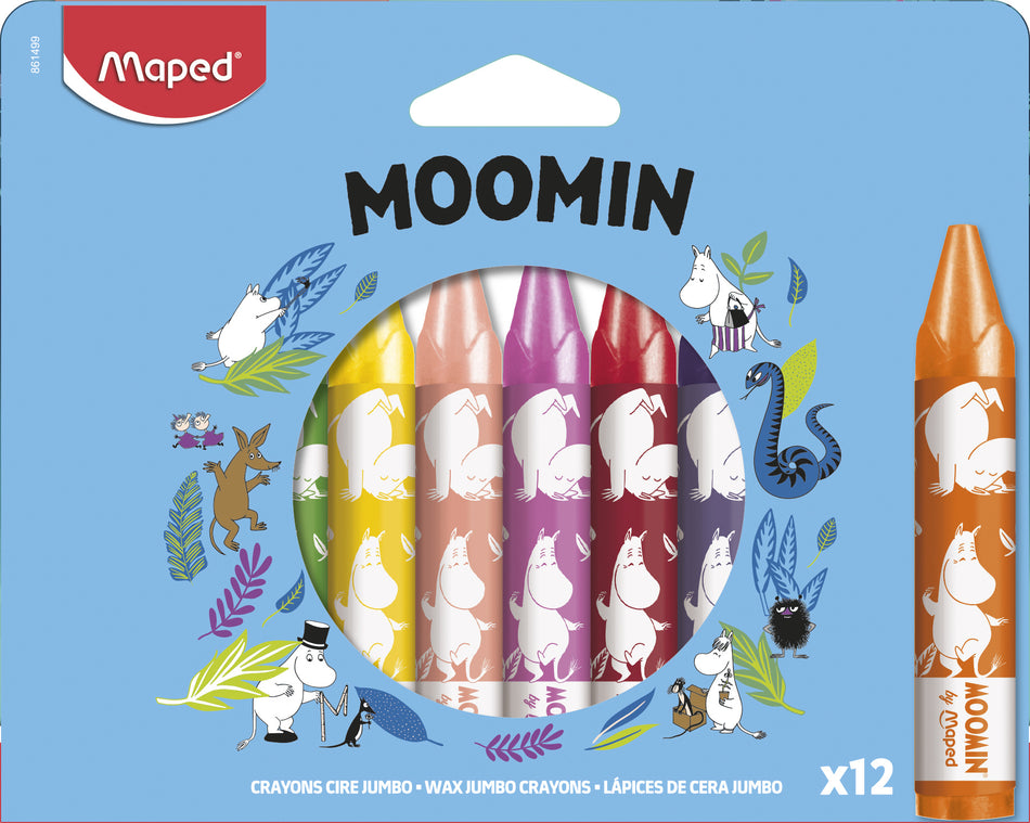 Valokuva tuotteesta Vahaliitu jumbo 12 kpl Maped Muumi, kuuluu tuoteryhmään Lasten askartelu  ja piirustus.