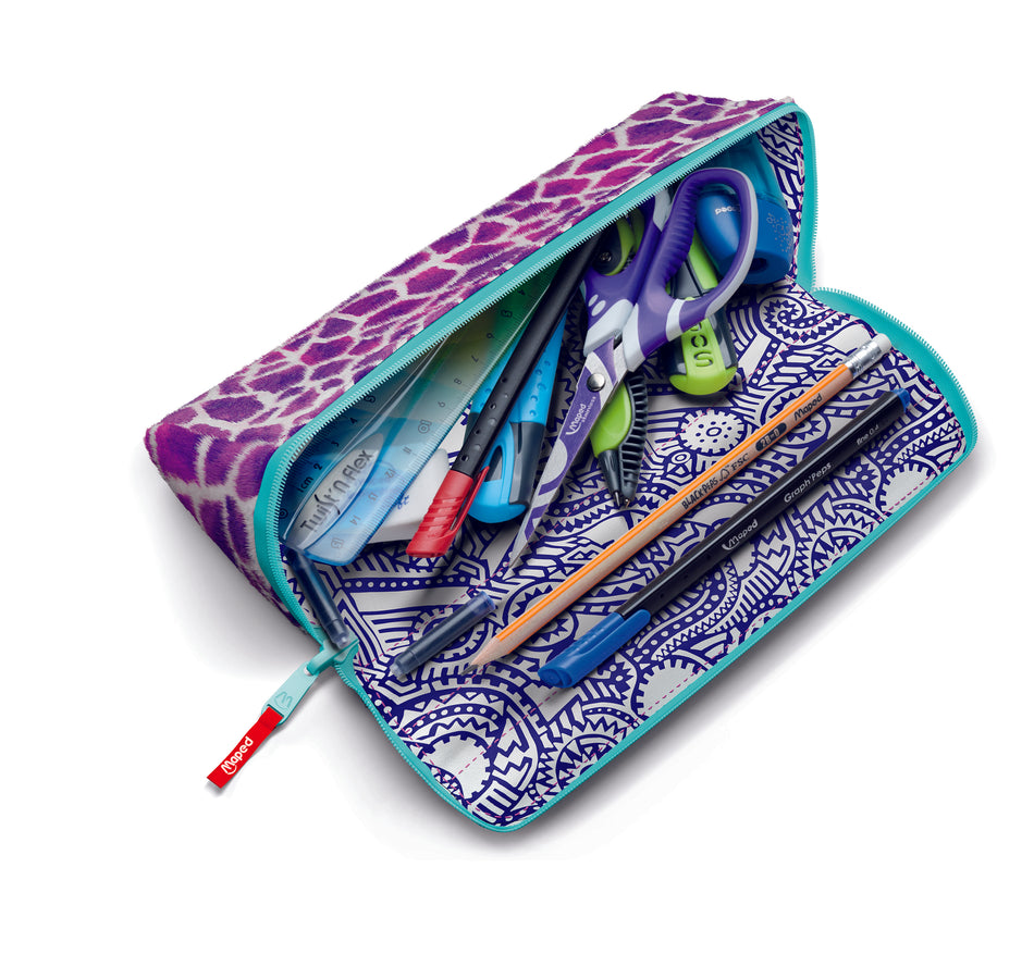 Valokuva tuotteesta Penaali Maped XXX lila kirahvikuosi, kuuluu tuoteryhmään Kynäkotelot.