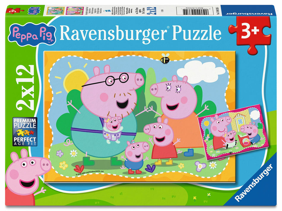 Valokuva tuotteesta Palapeli 2x12 palaa Peppa Pig - Happy Families, kuuluu tuoteryhmään Palapelit.