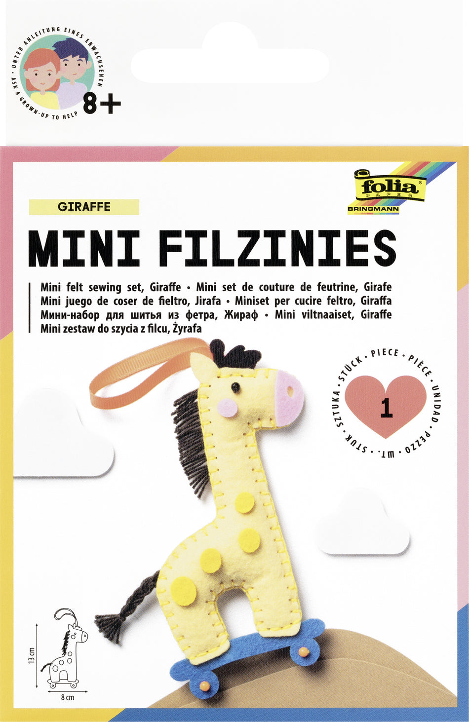 Valokuva tuotteesta Ompelusetti kirahvi, kuuluu tuoteryhmään Lasten askartelu  ja piirustus.