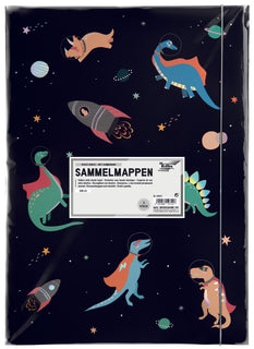 Kulmakuminauhakansio A3 Space Dino kuminauhalla