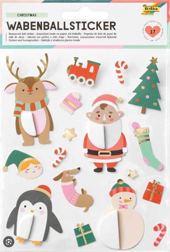 Valokuva tuotteesta Tarra-arkki joulu hunajakennokoristeet, kuuluu tuoteryhmään Paperiaskartelu.