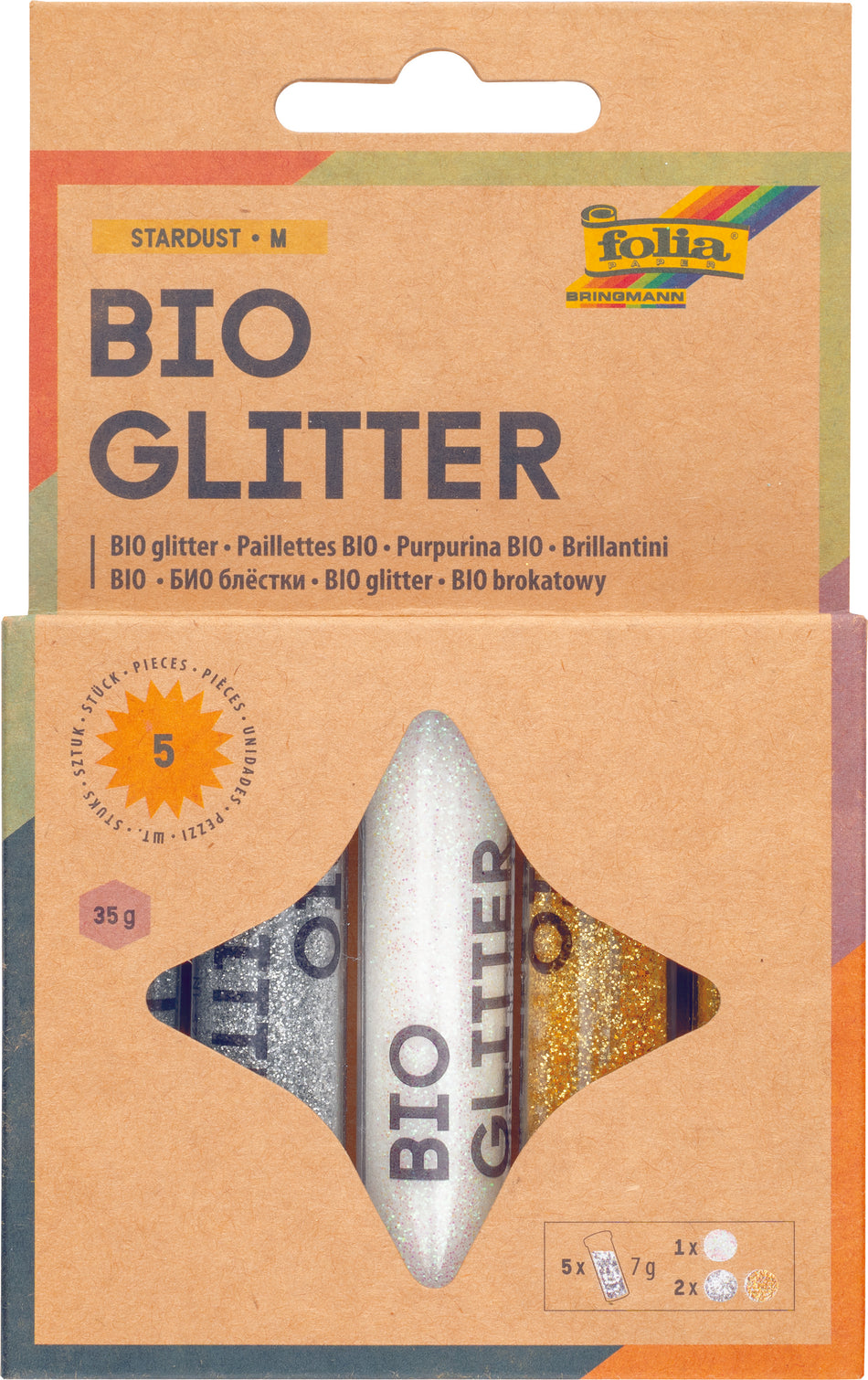 Valokuva tuotteesta Kimallejauhe biohajoava 5x7g Stardust, kuuluu tuoteryhmään Paperiaskartelu.