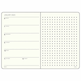 Kalenteri A5 Weekly Planner & notebook 2025 Leuchtturm1917 Black kovakantinen pistesivut