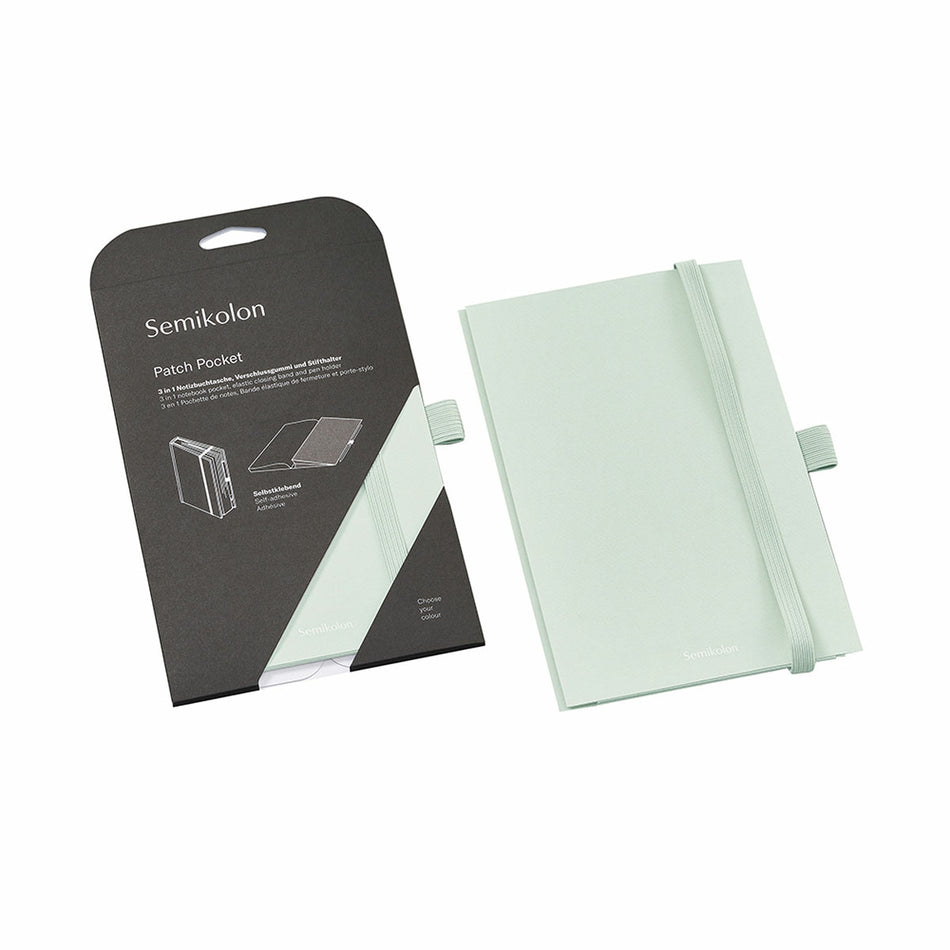 Valokuva tuotteesta Itseliimautuva tasku A5-kokoisille muistikirjoille Semikolon vihreä, kuuluu tuoteryhmään Muistikirjat.