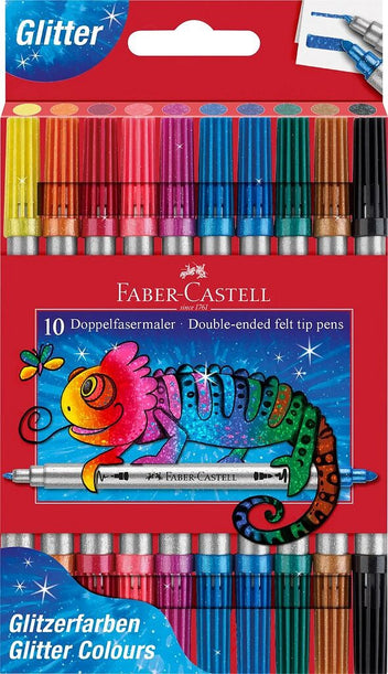 Huopakynä 10 kpl glitter kaksipäinen Faber-Castell | Suomalainen.com