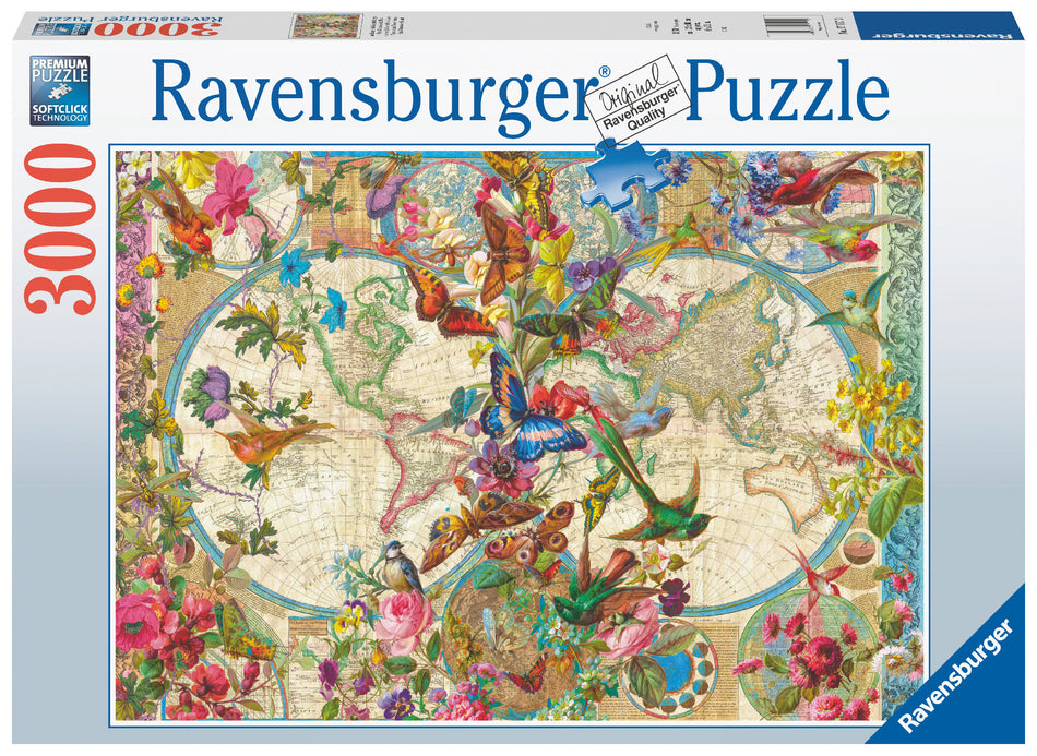 Valokuva tuotteesta Palapeli 3000 palaa Flora &amp; Fauna World Map, kuuluu tuoteryhmään Palapelit.