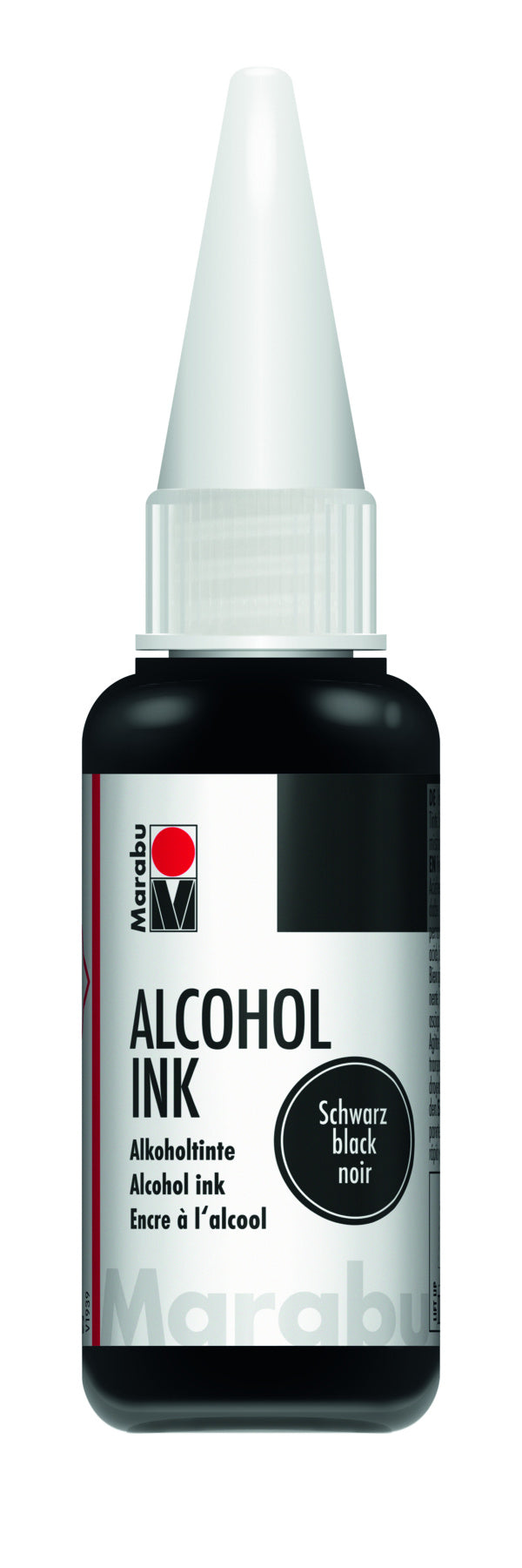 Valokuva tuotteesta Alkoholimuste 20ml musta, Marabu Alcohol ink 073 black, kuuluu tuoteryhmään Taidetarvikkeet.