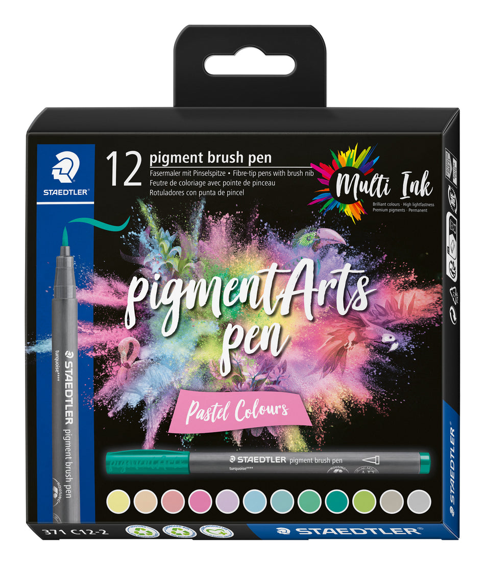 Valokuva tuotteesta Sivellintussi 12 kpl Staedtler Pigment Arts pastelli, kuuluu tuoteryhmään Taidetarvikkeet.
