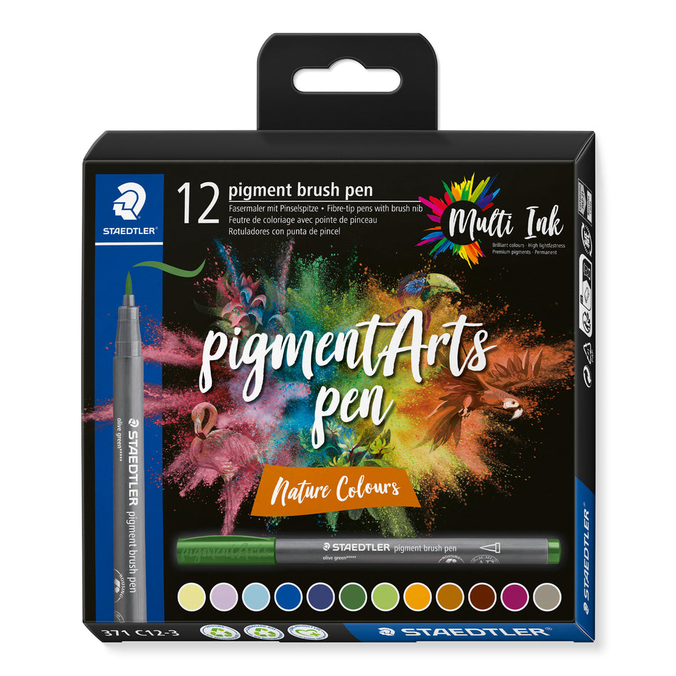 Valokuva tuotteesta Sivellintussi 12 kpl Staedtler Pigment Arts murretut värit, kuuluu tuoteryhmään Taidetarvikkeet.