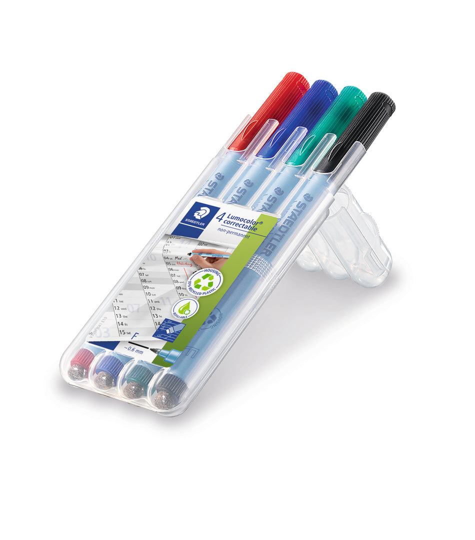 Valokuva tuotteesta Valkotaulutussi 4 kpl vesiliukoinen Lumocolor Staedtler, kuuluu tuoteryhmään Huopakynät.
