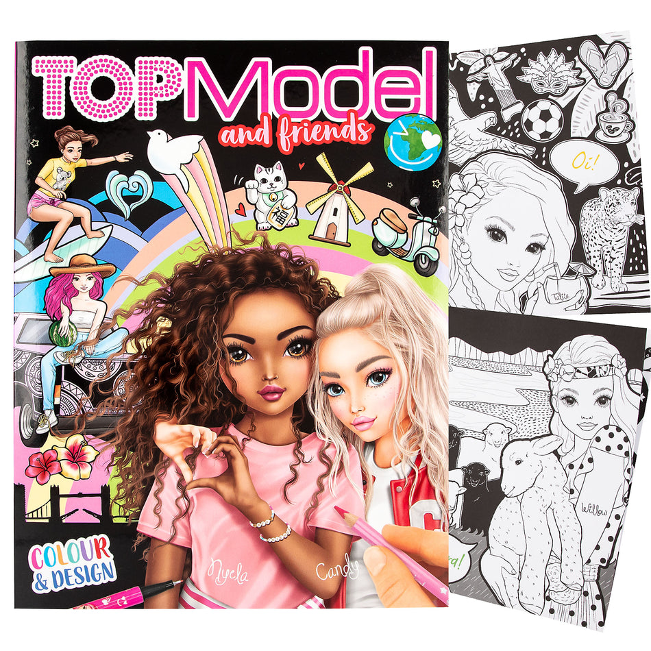 Valokuva kirjasta  TOPModel and Friends Väritys- ja suunnittelukirja, kuuluu tuoteryhmään Väritys-puuhakirjat.