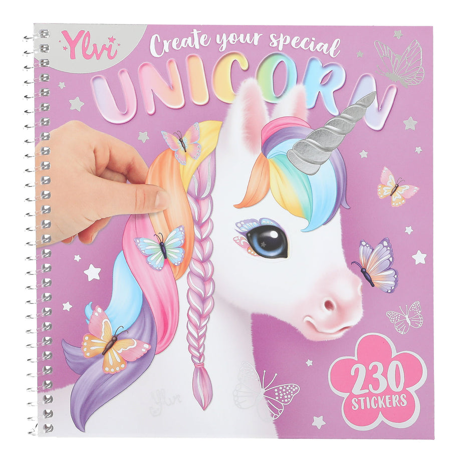 Valokuva kirjasta  Ylvi Create Your Special Unicorn Tarrakirja, kuuluu tuoteryhmään Väritys-puuhakirjat.
