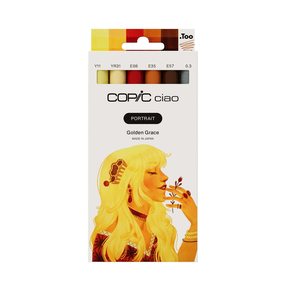 Valokuva tuotteesta Huopakynä Copic Ciao 6 kpl Portrait Golden Grace, kuuluu tuoteryhmään Taidetarvikkeet.