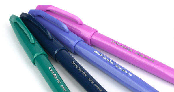 Sivellinkärkikynä 4 kpl Pentel Brush Sign Pen Berry