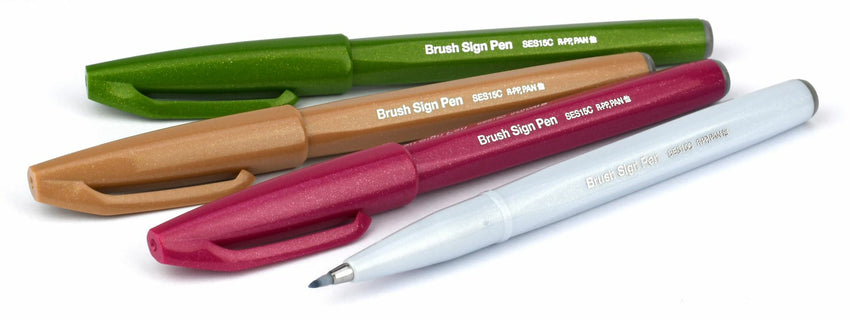Sivellinkärkikynä 4 kpl Pentel Brush Sign Pen Nature
