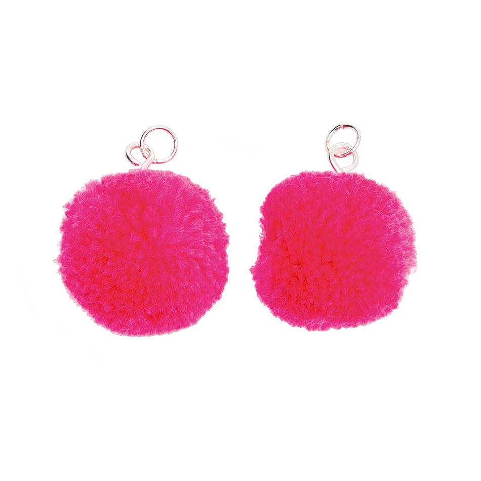 Valokuva tuotteesta Korutarvike pompons 2 kpl neonpinkki Rico Design, kuuluu tuoteryhmään Askartelutarvikkeet.