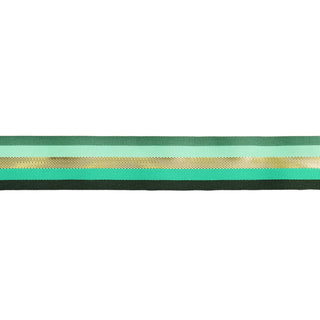 Koristenauha 25 mm x 3 m moniraidallinen vihreä kulta Rico Design