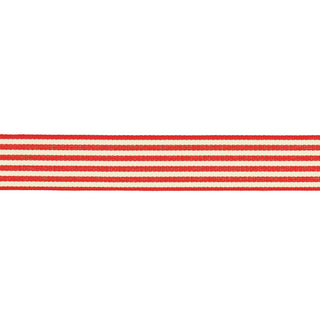 Koristenauha 25 mm x 3 m kaksoisraidat punainen kermanvärinen Rico Design