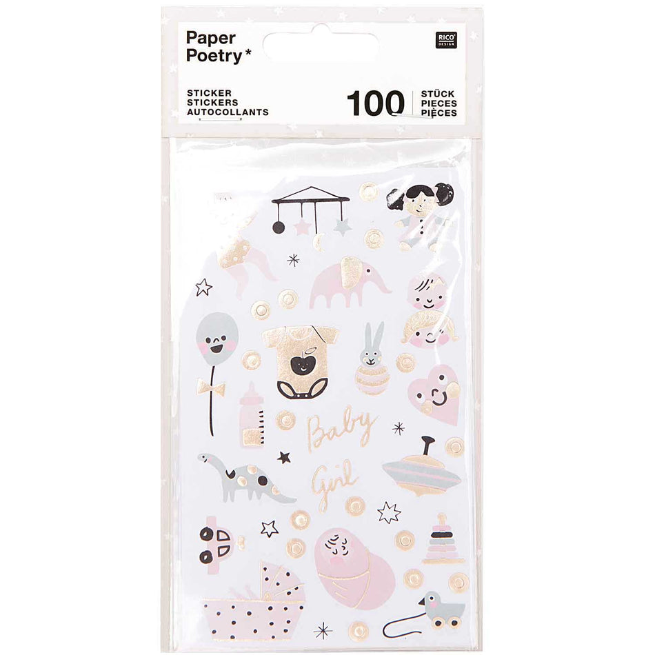 Valokuva tuotteesta Tarra-arkki 4kpl Baby vaaleanpunainen Rico Design, kuuluu tuoteryhmään Paperiaskartelu.